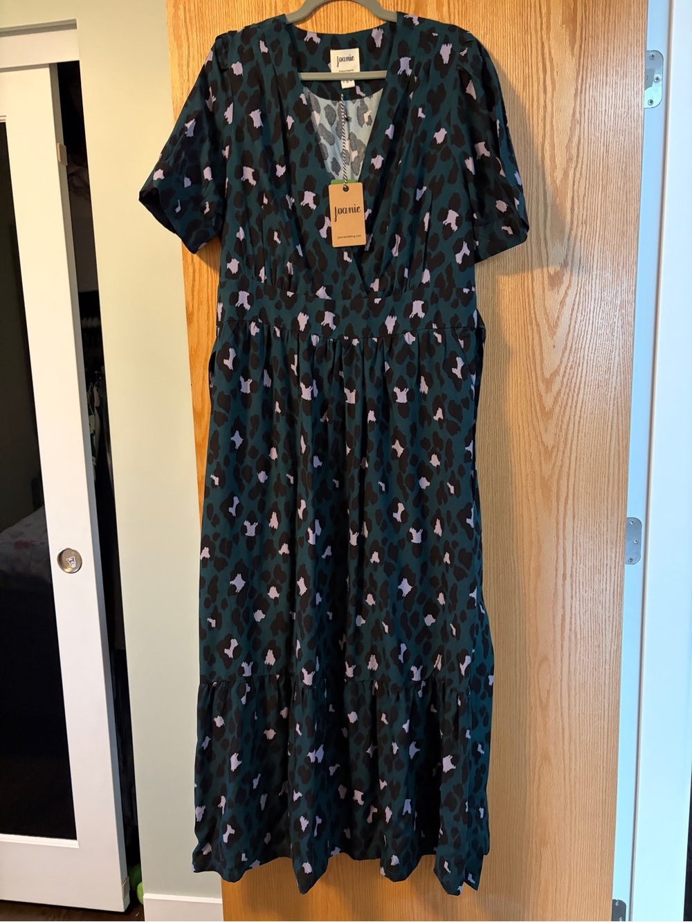 Joanie Forest Green & Lilac Print Tiered Maxi Dress